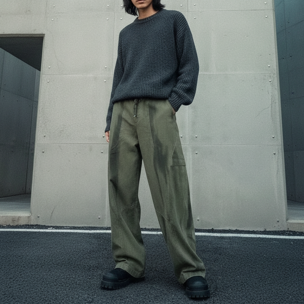 Knife-Edge Wide-Leg Trousers