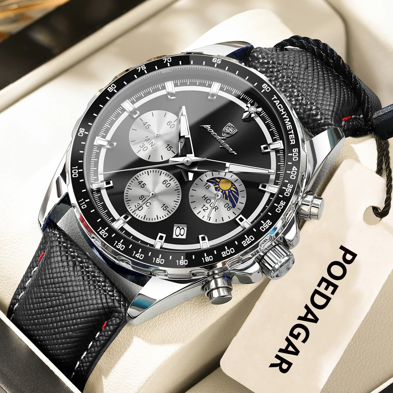 Leather Chronograph Watch