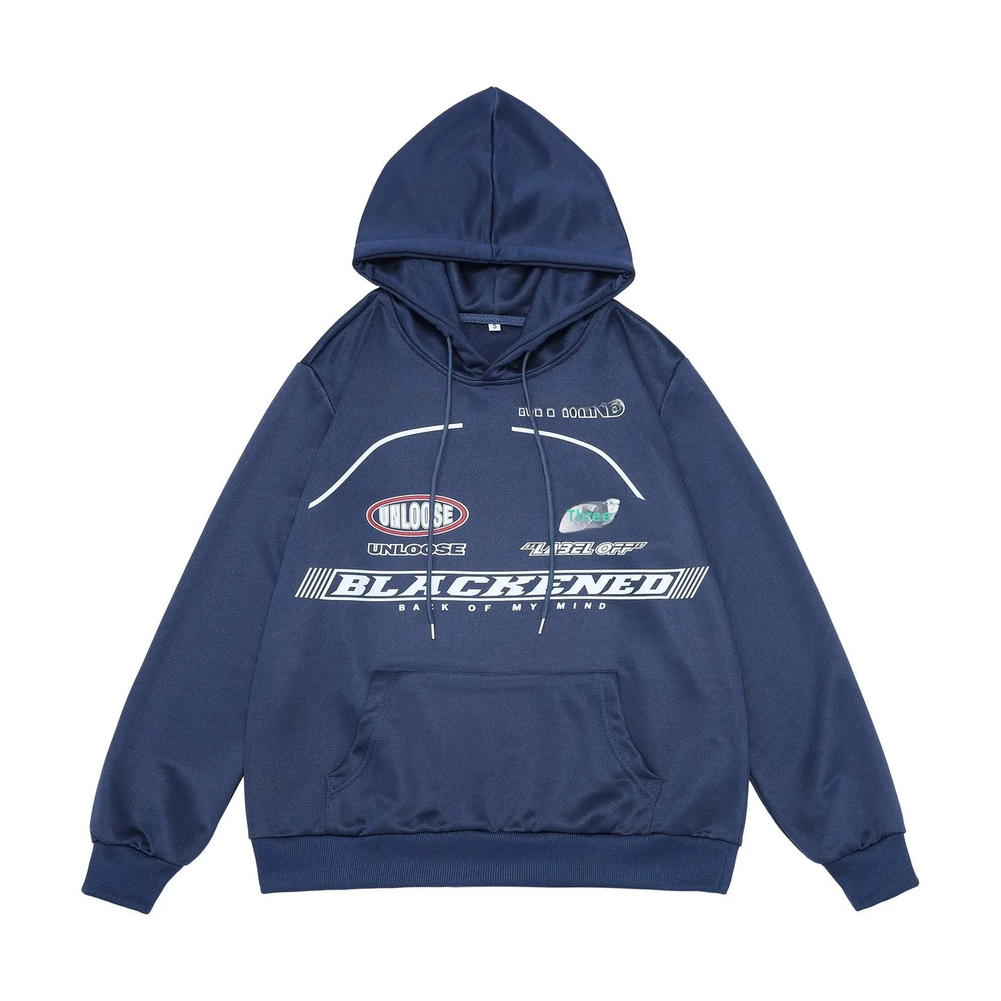 Printed Hoodie – Light Grey Loose Fit Streetwear