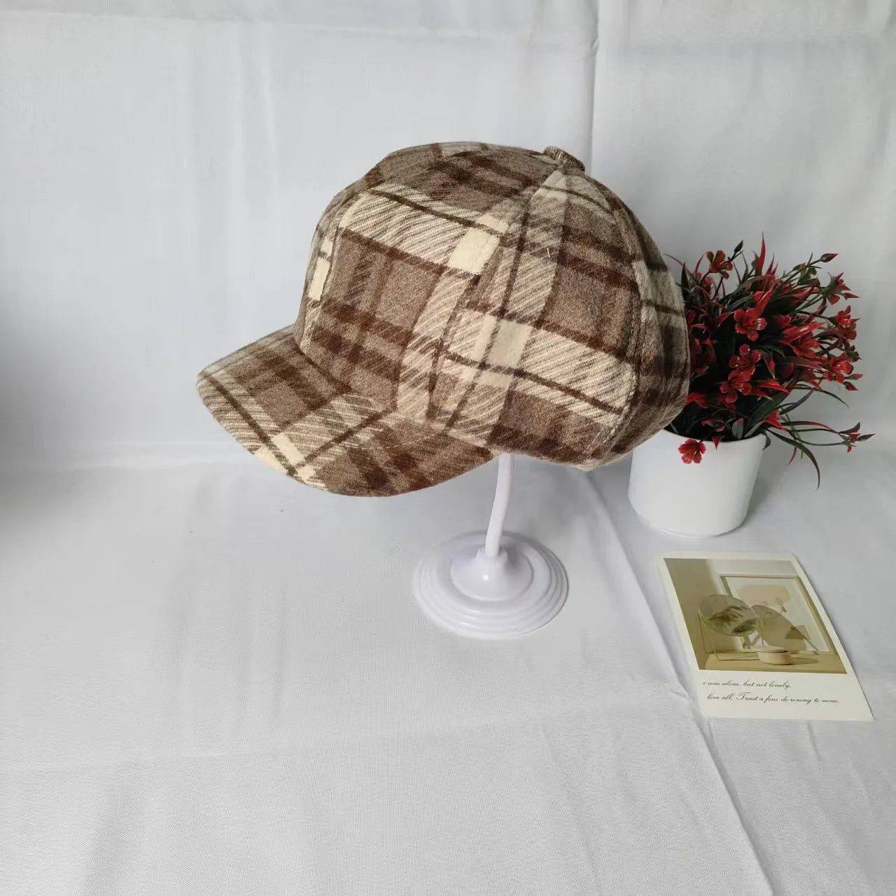 Wool Plaid Duckbill Hat — Retro British Style