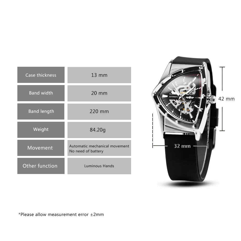 Mechanical Sports Watch – Luminous, Rubber Strap