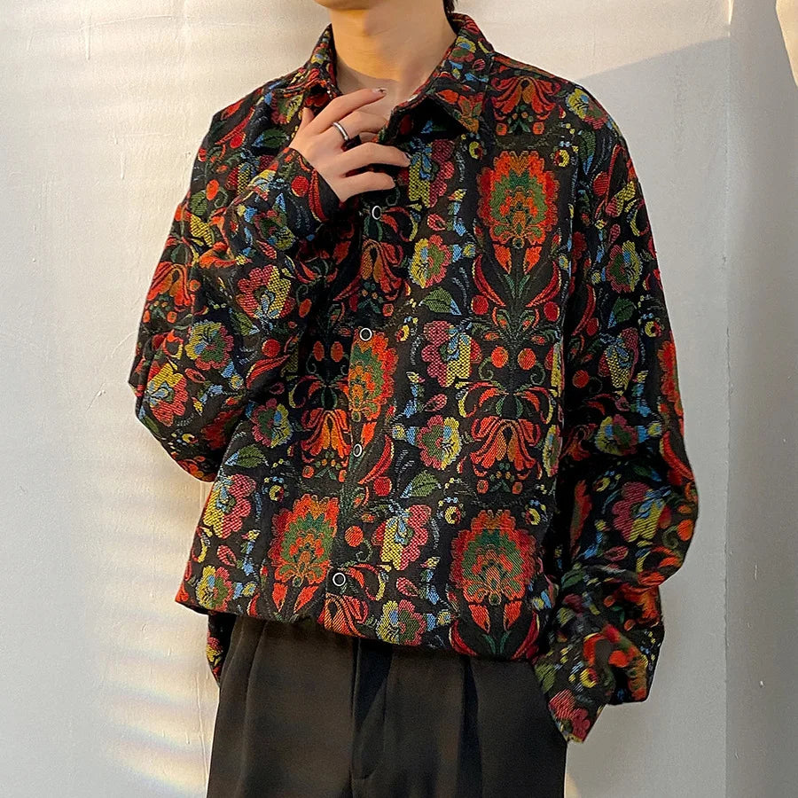 Korean Floral Knit Shirt Jacket