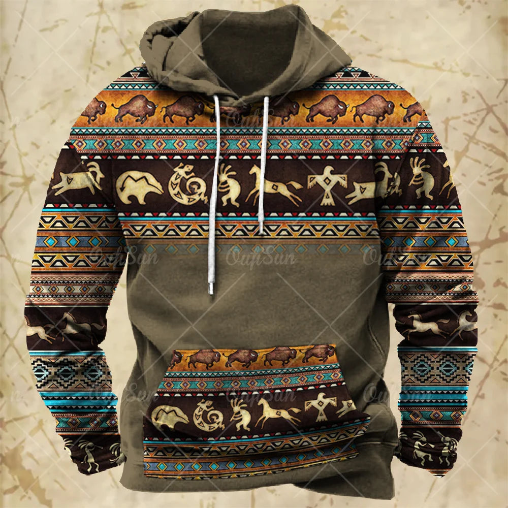 Vintage Ethnic Hoodie – Oversized Street Style