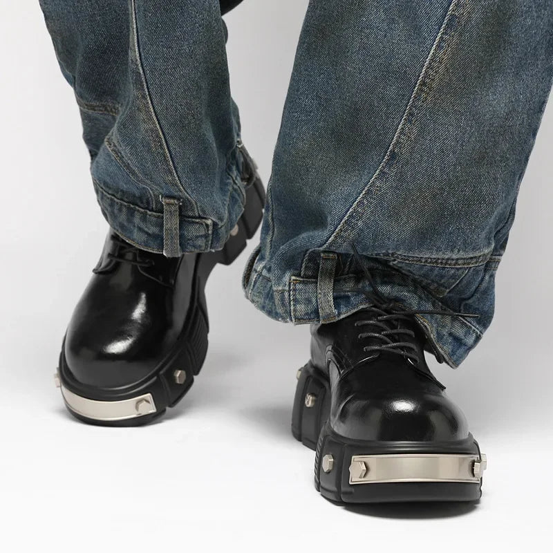Metal Rivet Derby Shoes — Retro Big Head