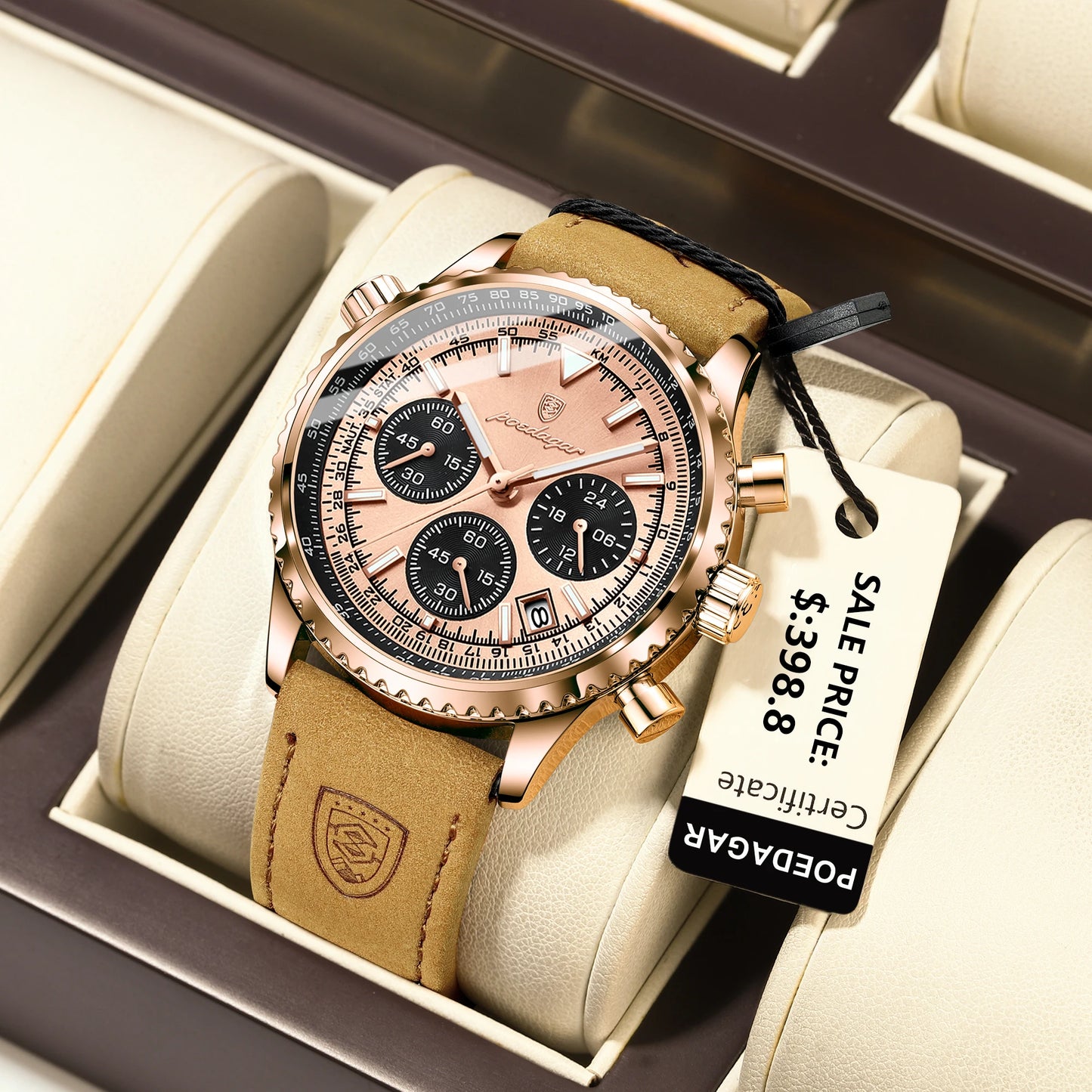 Leather Chronograph Watch