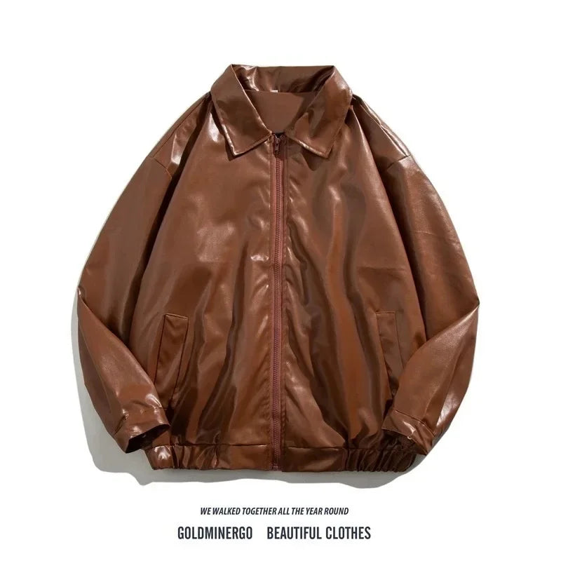 Vintage PU Leather Cardigan – American