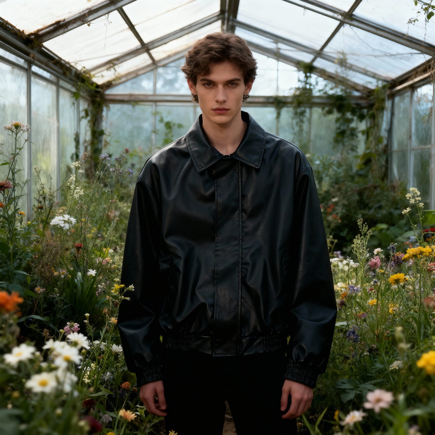 High-End Street Leather Jacket – Padded Shoulder Fit