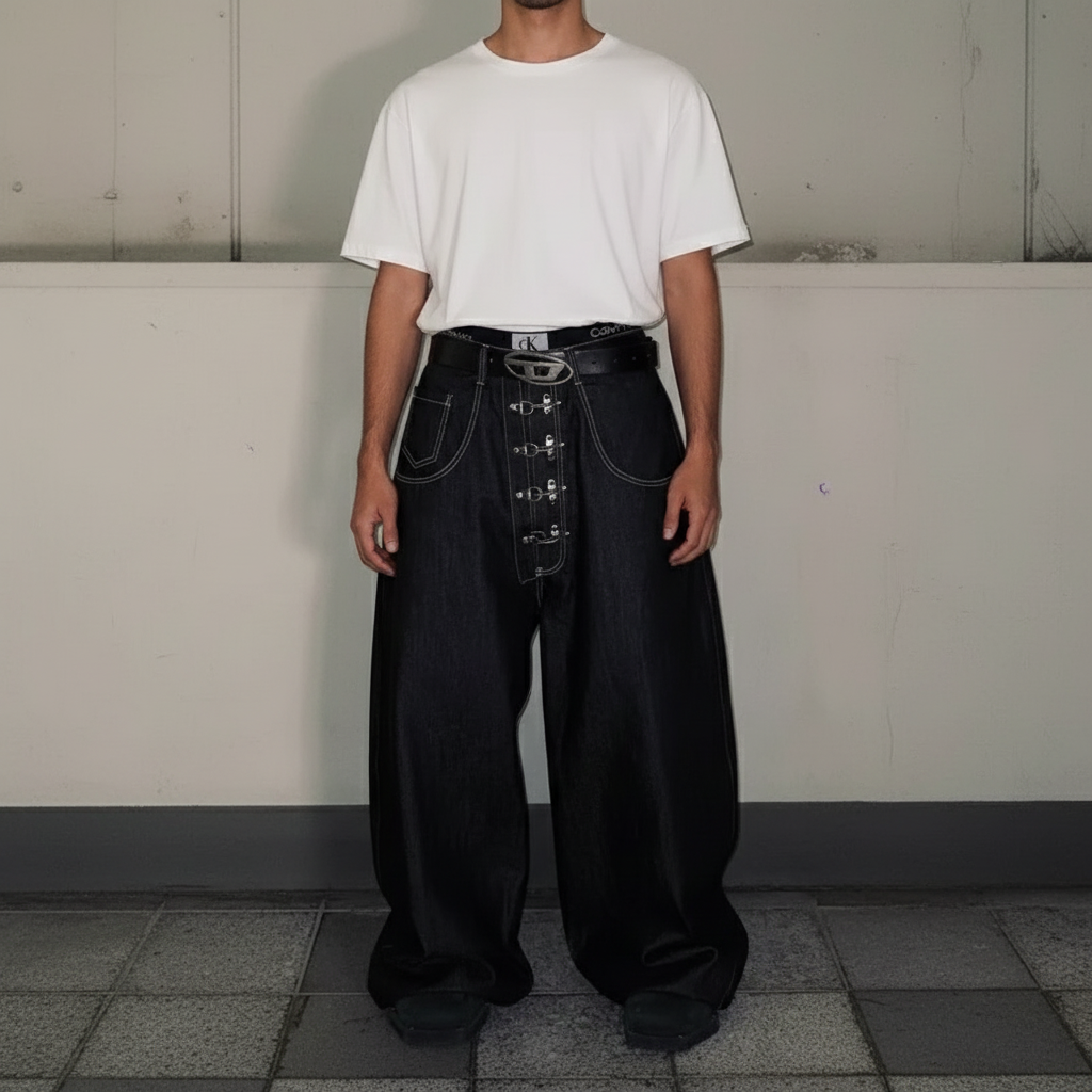 Street Style Multi-Buckle Jeans