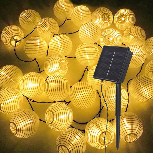 Aura Solar Lantern String Lights — Warm Garden Glow