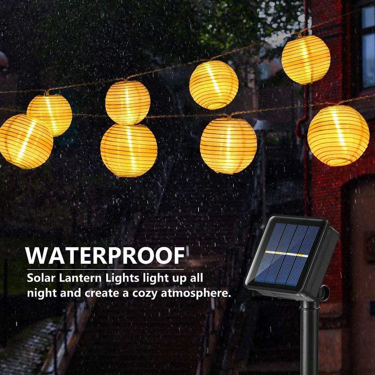 Aura Solar Lantern String Lights — Warm Garden Glow