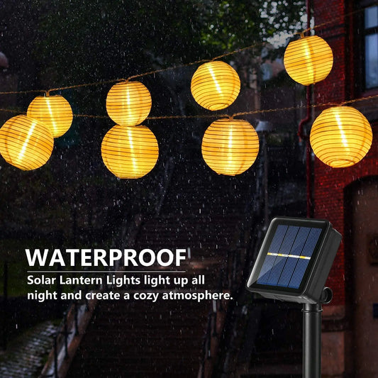 Aura Solar Lantern String Lights — Warm Garden Glow
