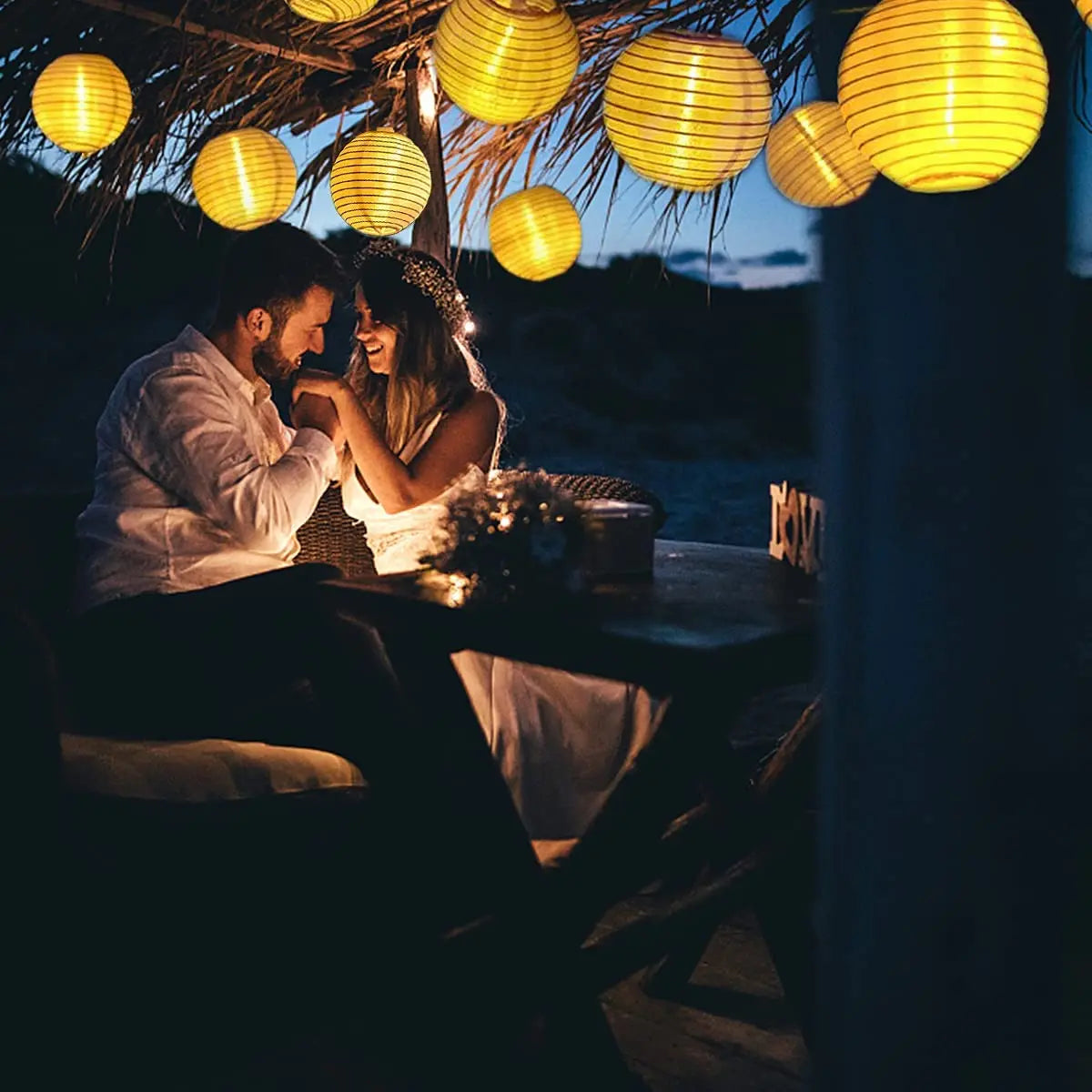 Aura Solar Lantern String Lights — Warm Garden Glow