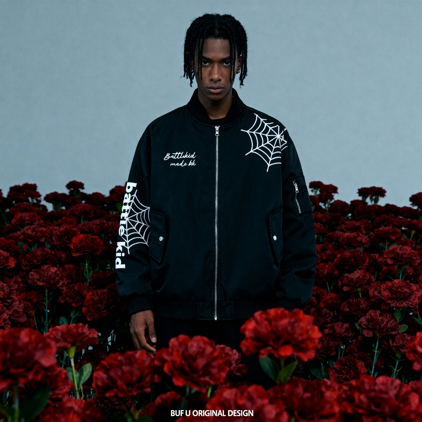 Spider Embroidered Flight Jacket – High-Street Hip-Hop Style