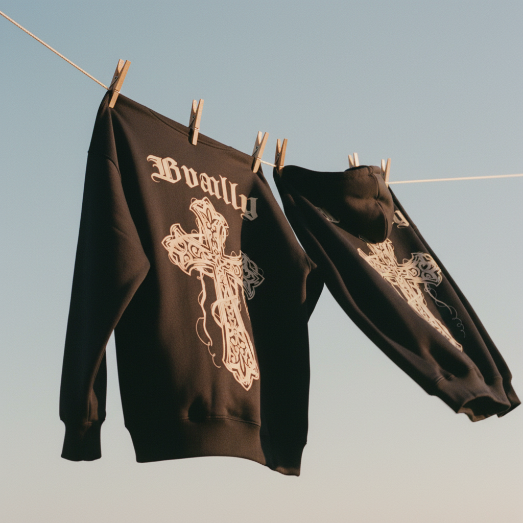 Cross Print Hoodie – Retro High Street Streetwear