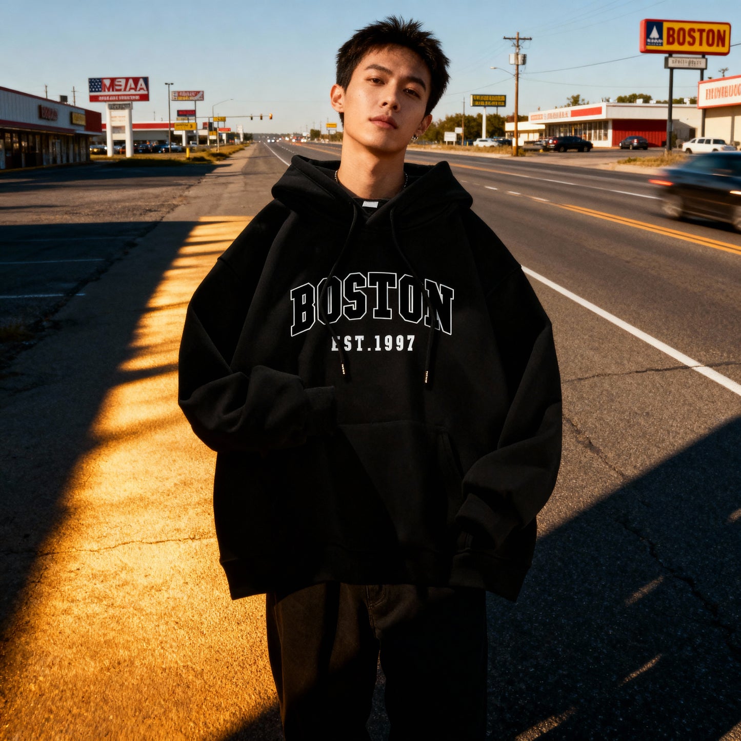 BOSTON EST 1997 Hoodie – Comfy Loose Fit Streetwear