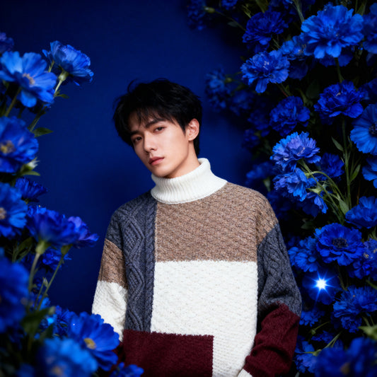 Korean Patchwork Knit Pullover