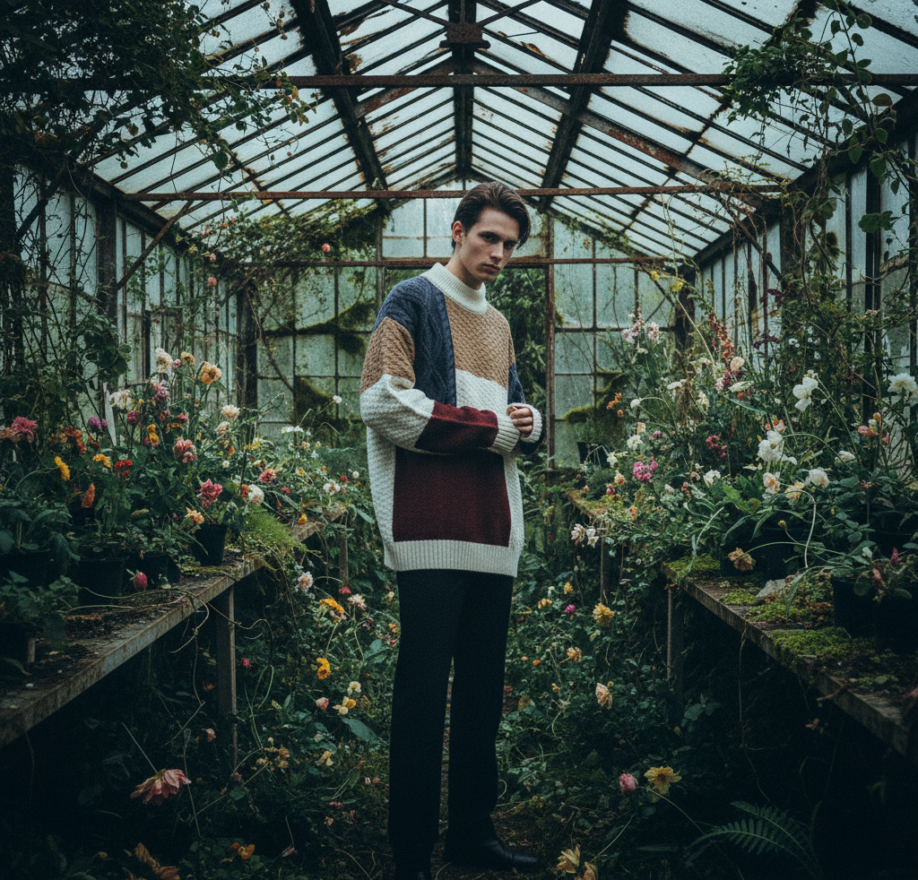 Korean Patchwork Knit Pullover