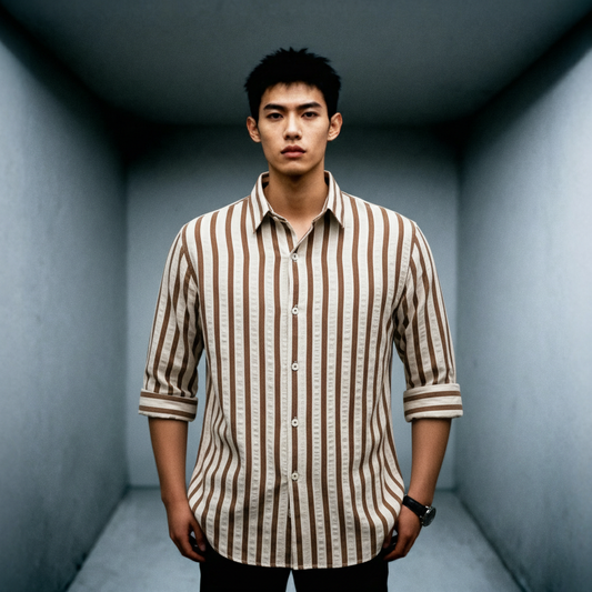 Silk Stripe Long Sleeve Shirt