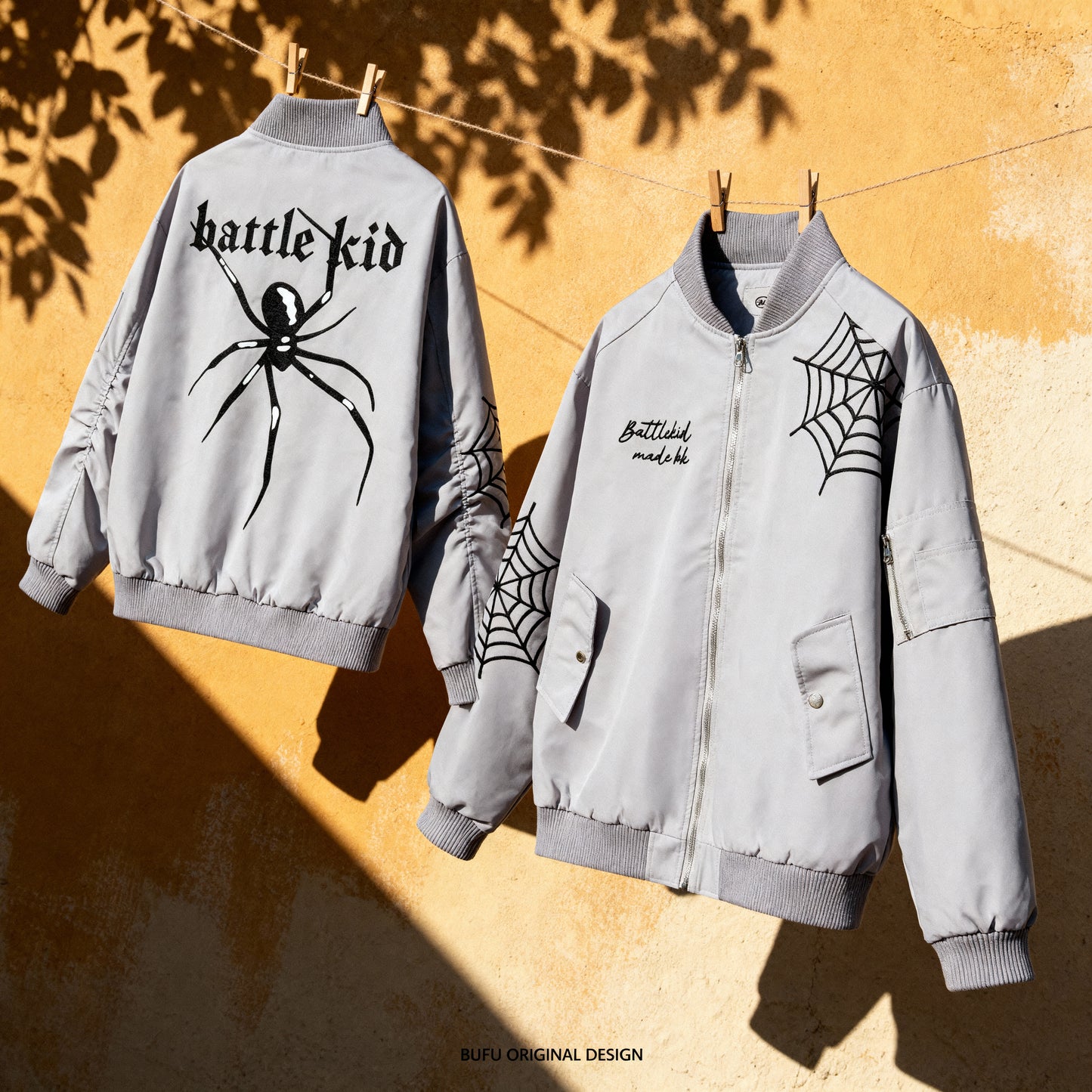 Spider Embroidered Flight Jacket – High-Street Hip-Hop Style