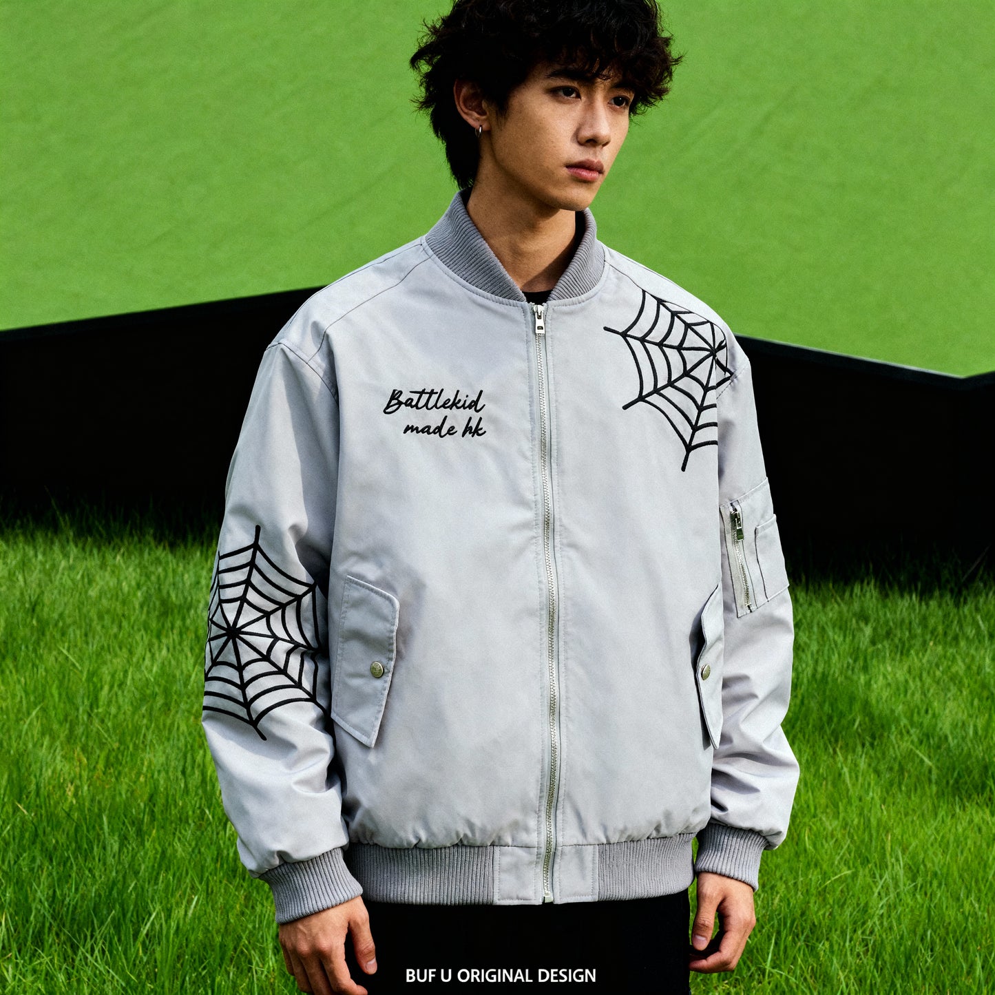 Spider Embroidered Flight Jacket – High-Street Hip-Hop Style