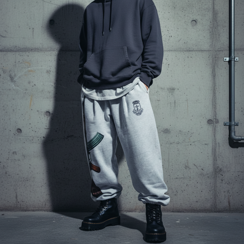 Retro Print Pants – Loose Fit Hip Hop Streetwea