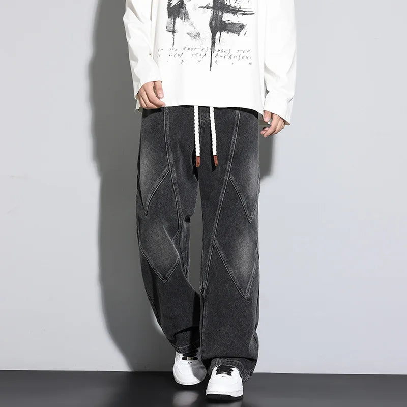 Washed Straight-Leg Jeans – Retro American Style