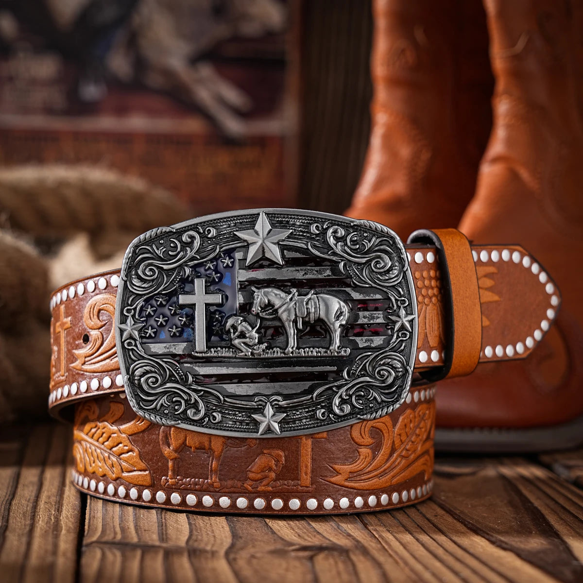 Classic Retro Western Belt — PU Leather