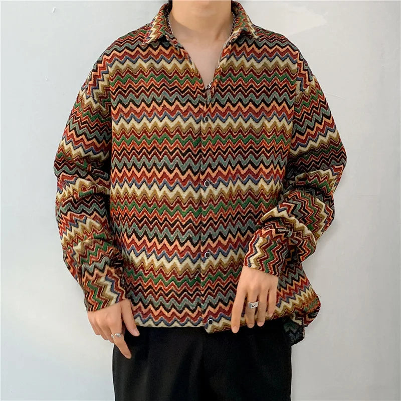 Korean Floral Knit Shirt Jacket