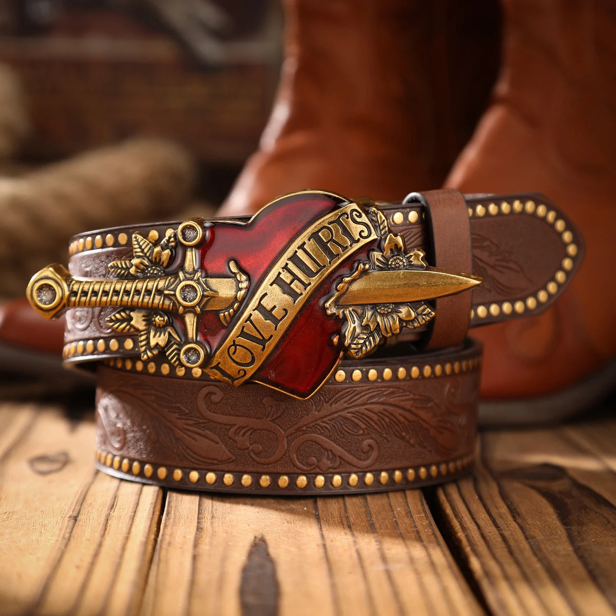 Alloy Plate Buckle, Western Retro Style Belt