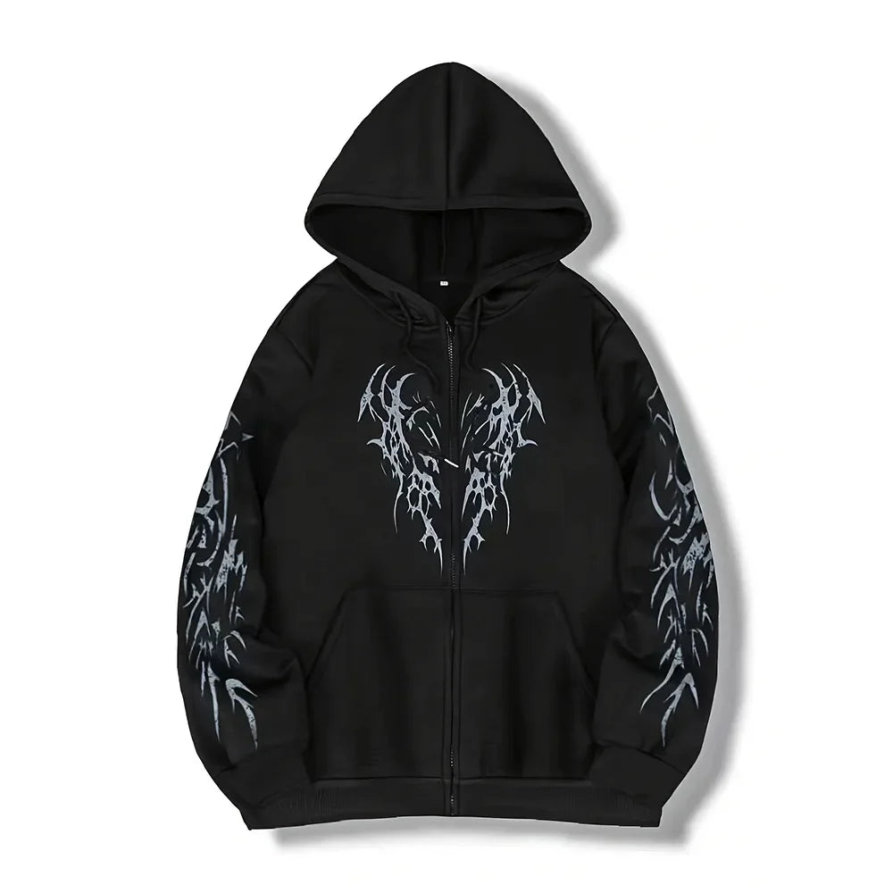 Dark Style Zip Hoodie – 2025 High-End Streetwear