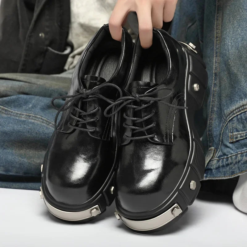Metal Rivet Derby Shoes — Retro Big Head