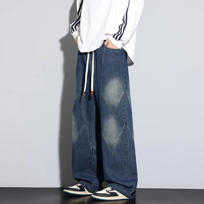 Washed Straight-Leg Jeans – Retro American Style