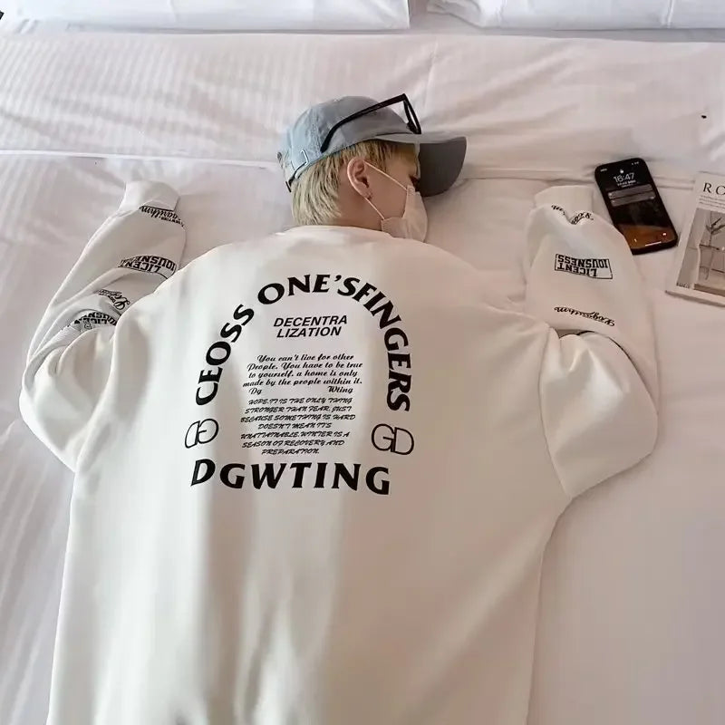 Letter Print Sweatshirt – American Hong Kong Street Style