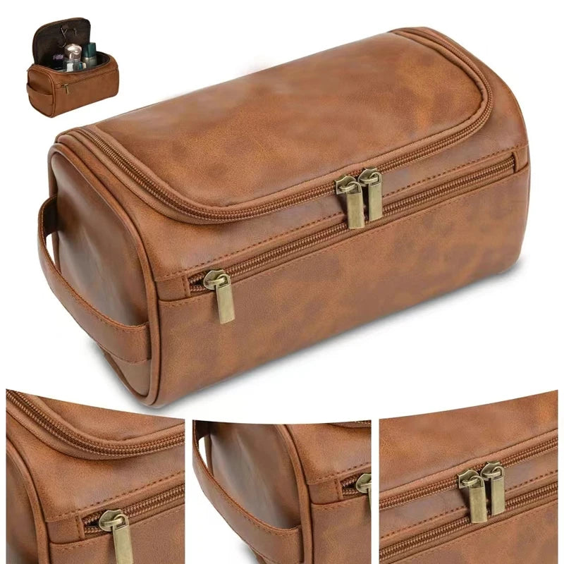 Premium Leather Dopp Kit — Toiletry & Cosmetic Travel Bag