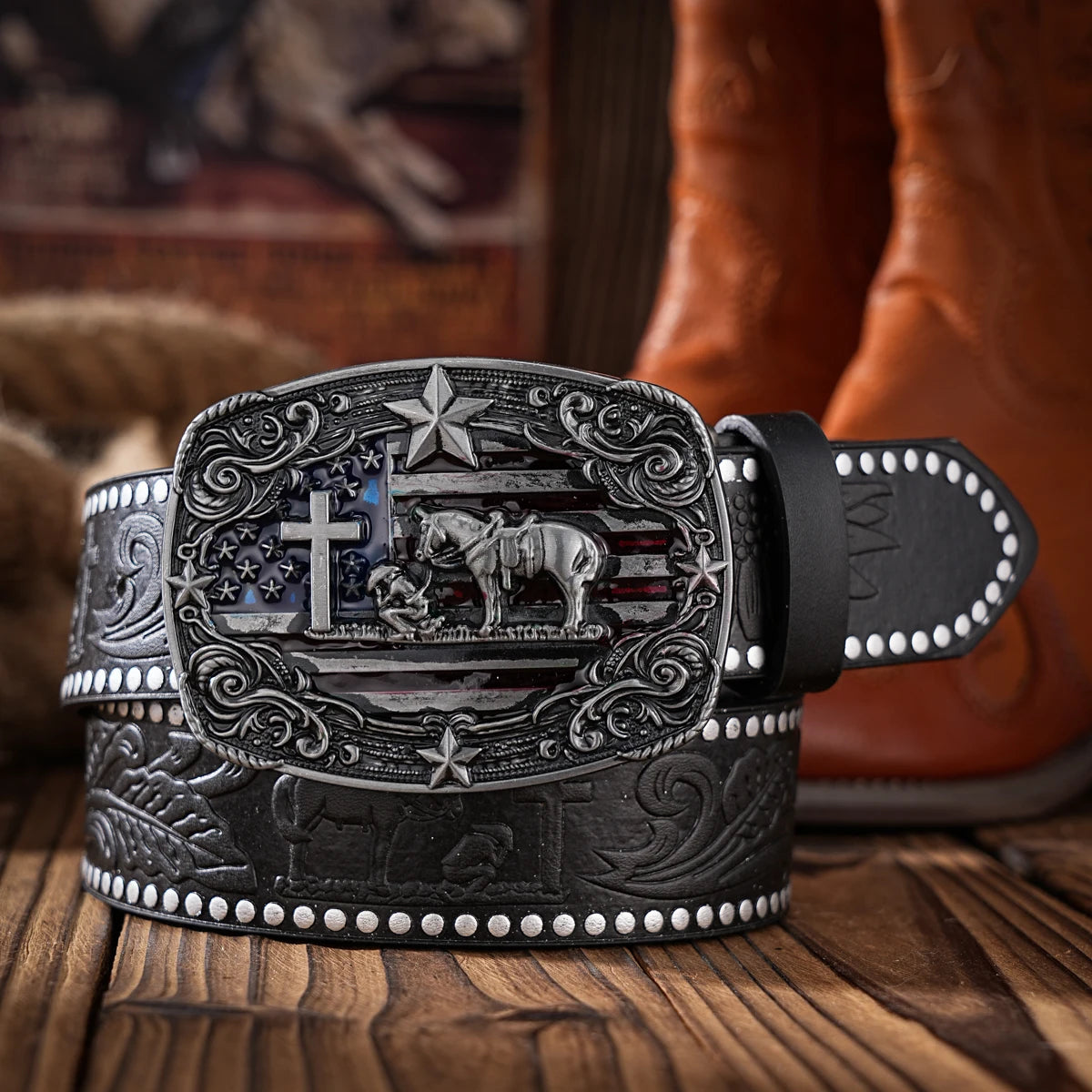 Classic Retro Western Belt — PU Leather