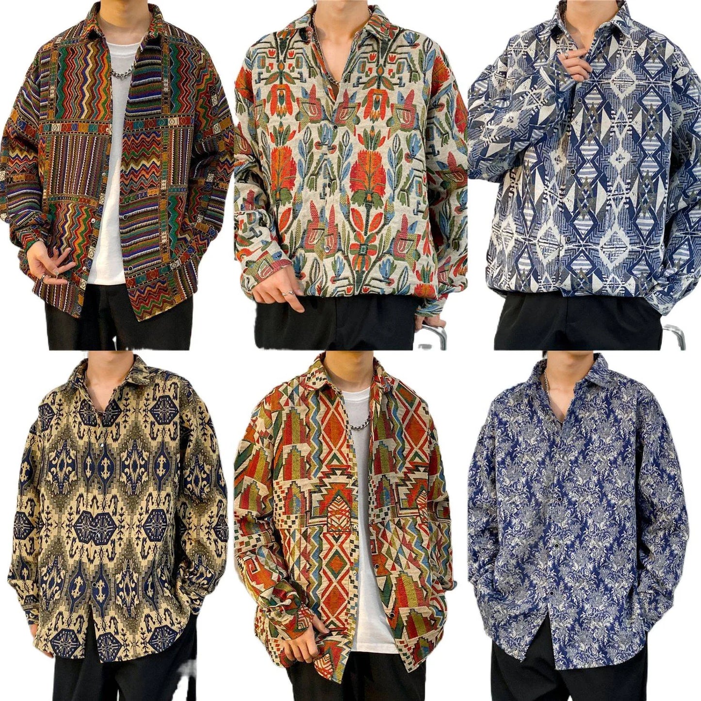 Korean Floral Knit Shirt Jacket