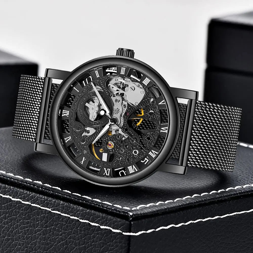 Skeleton Mechanical Watch – Mesh Band
