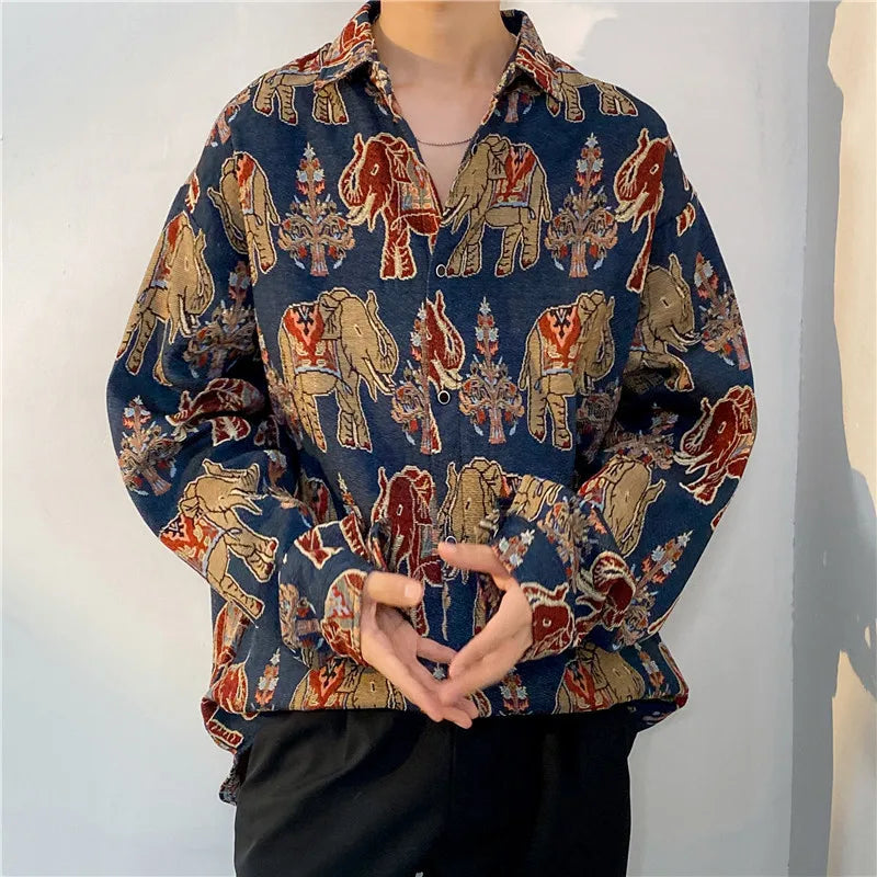 Korean Floral Knit Shirt Jacket