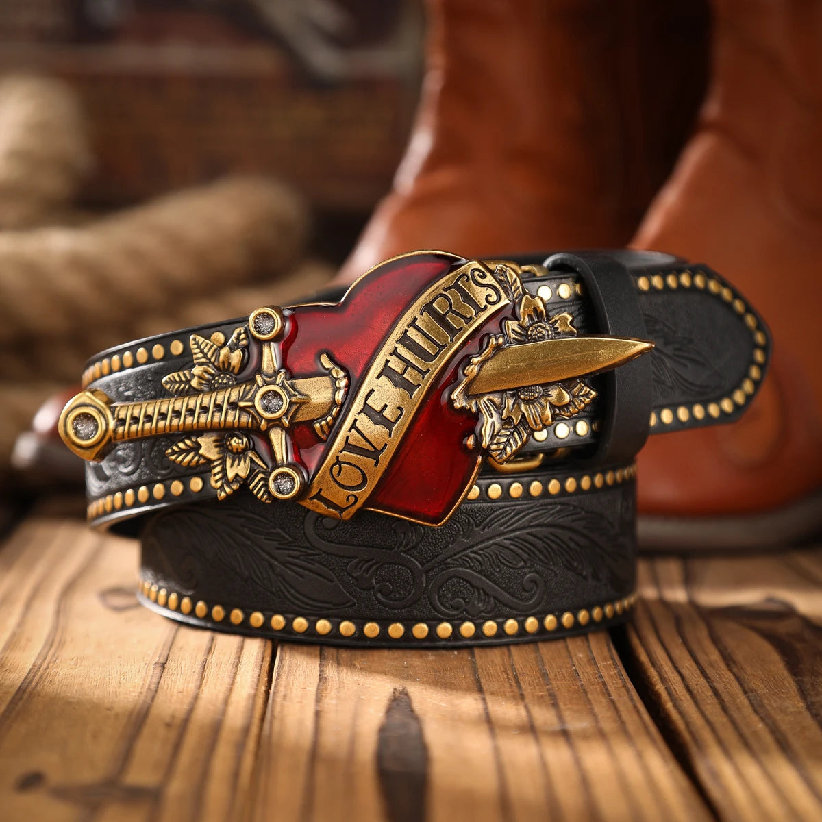 Alloy Plate Buckle, Western Retro Style Belt