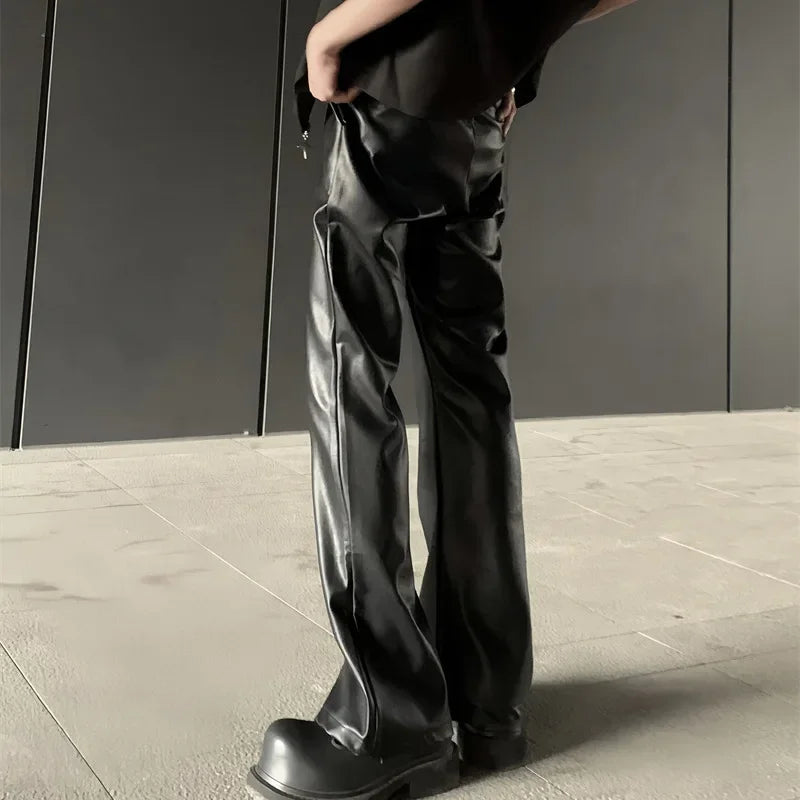 Retro Leather Wide-Leg Pants