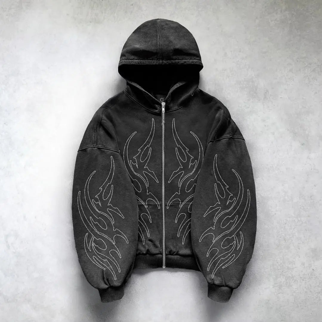 Y2K Hip-Hop Zip Hoodie