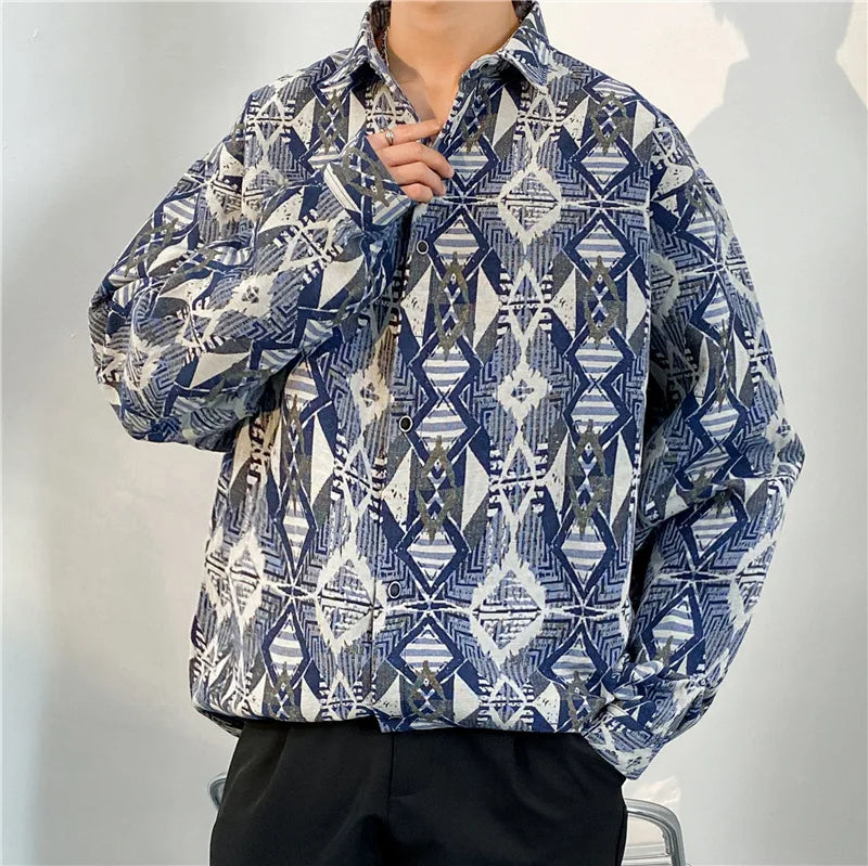 Korean Floral Knit Shirt Jacket