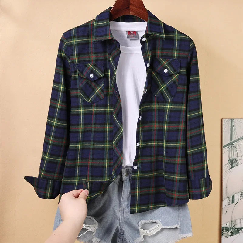 Korean Style Plaid Button-Down