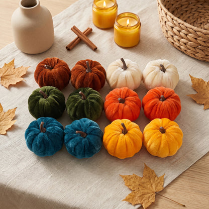Velvet Pumpkin Set — 12 Autumn Accents