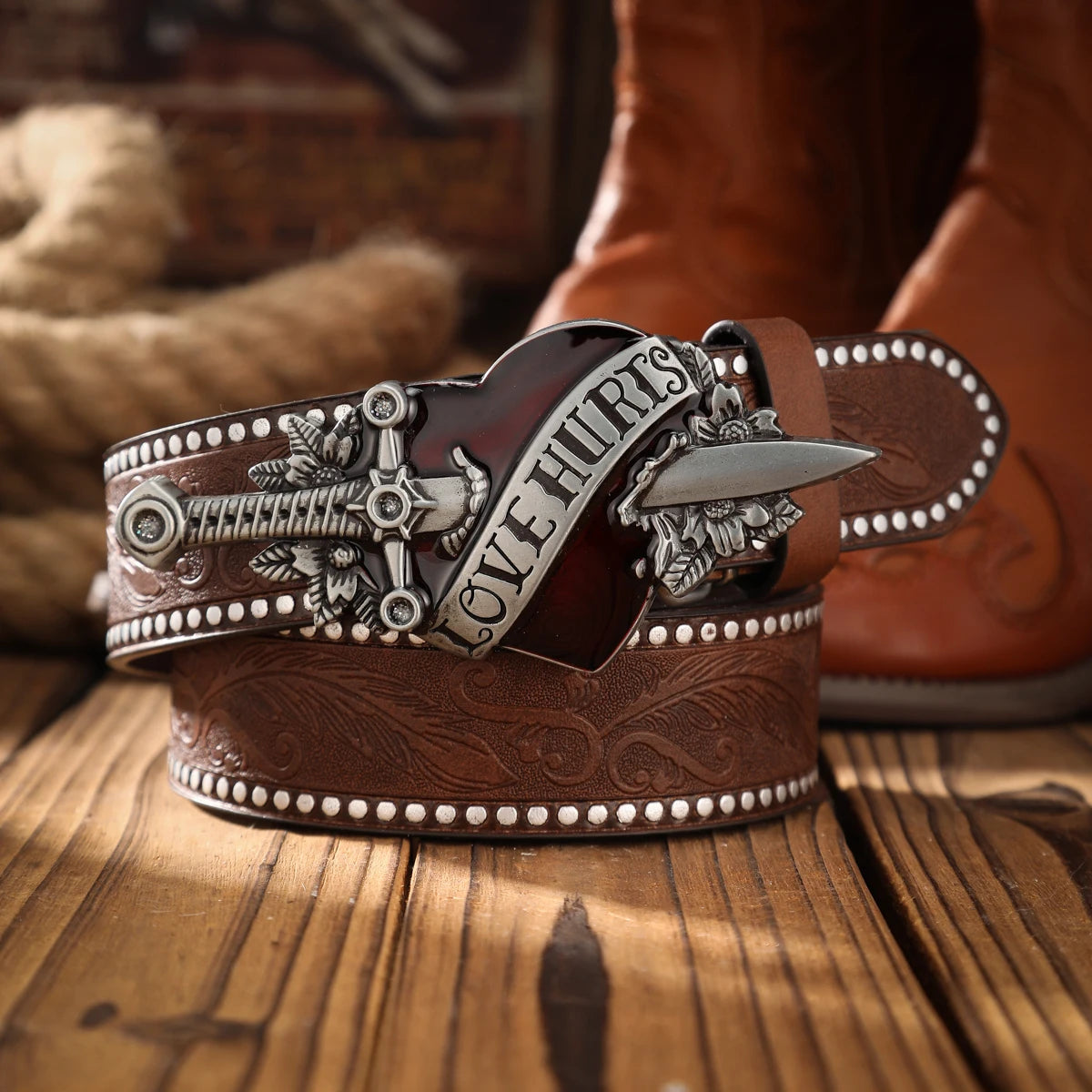 Alloy Plate Buckle, Western Retro Style Belt