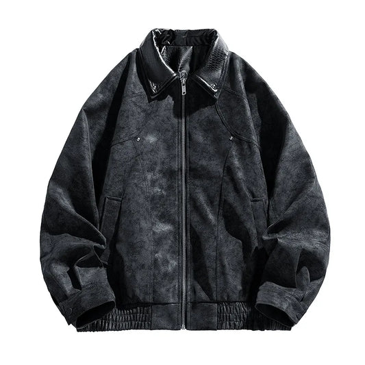 Leather Jacket Turn-down Collar