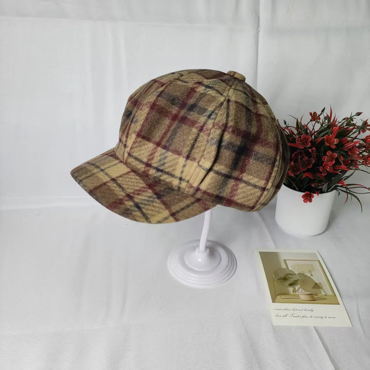 Wool Plaid Duckbill Hat — Retro British Style