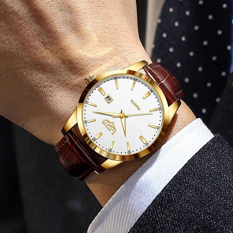 Brown Leather Chronograph Watch