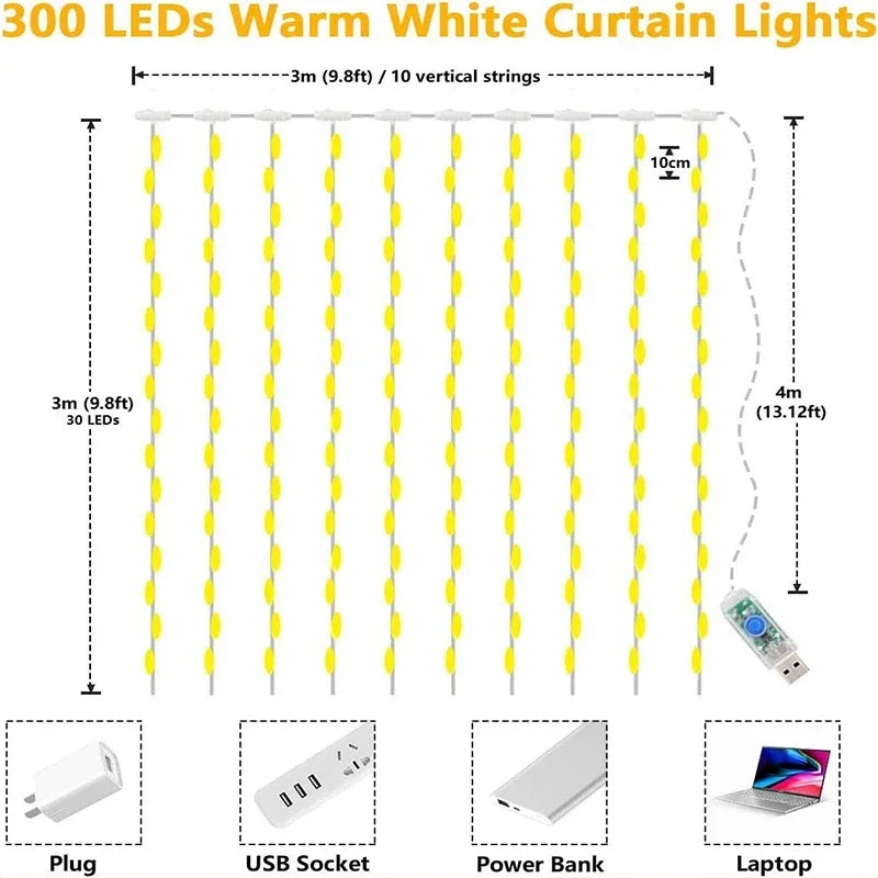 Aura Curtain Lights — USB Fairy-Light Curtain
