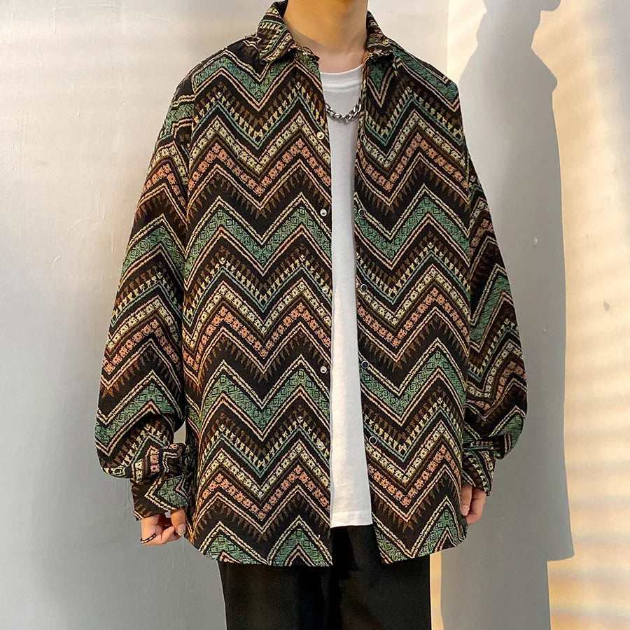 Korean Floral Knit Shirt Jacket